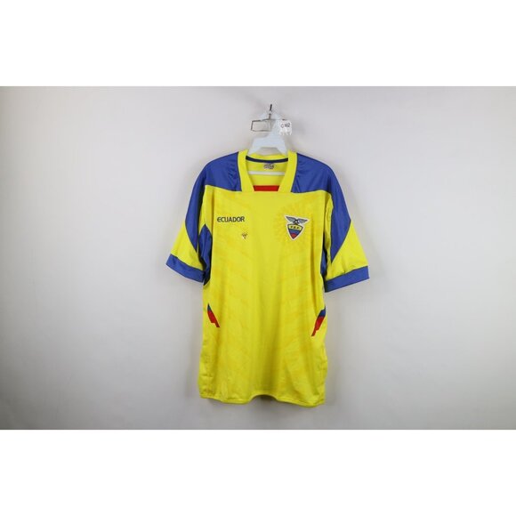 Deadstock Vintage Y2K Mens XL Soccer Futbol World Cup Ecuador Jersey Yellow - Picture 1 of 15